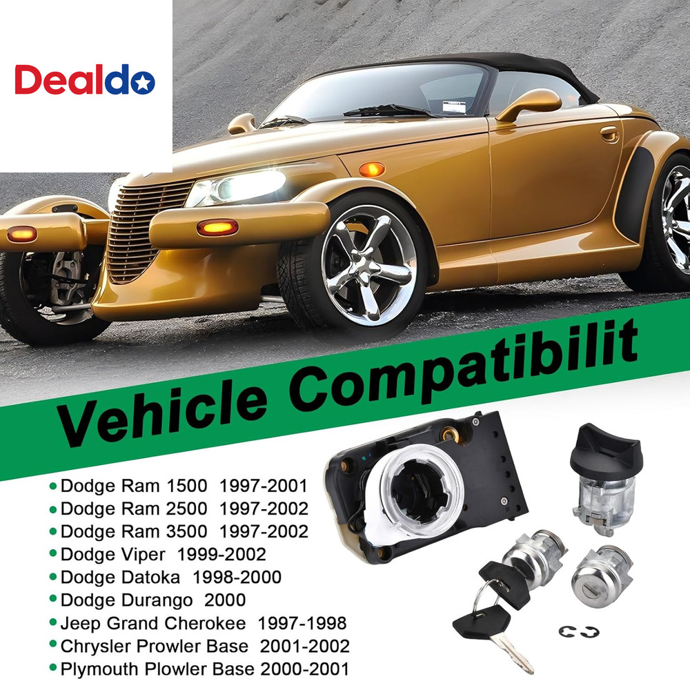 5003845AA Ignition Switch Lock Cylinder Case 2 Door Locks 2 Keys Compatible with