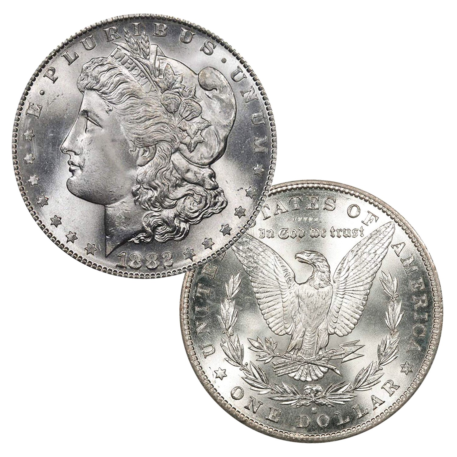 1882 S Morgan Silver Dollar $1 Brilliant Uncirculated BU 90% Silver