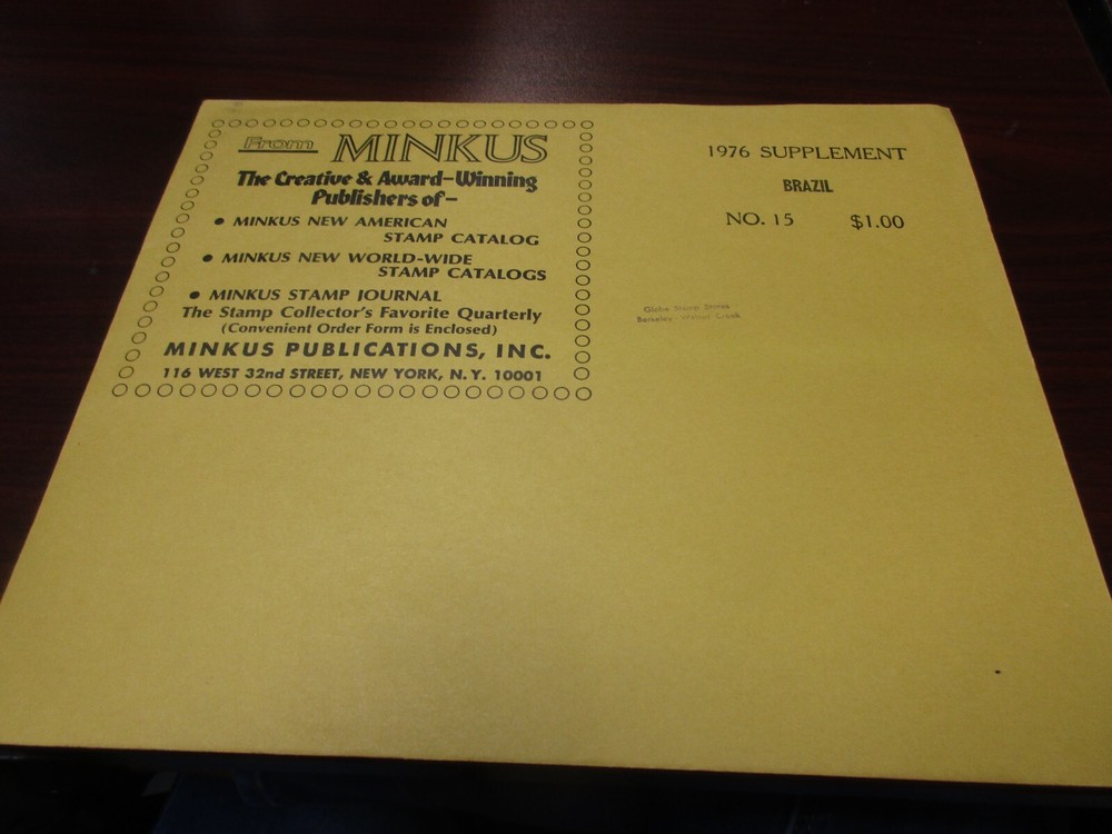 "MINKU" STAMP ALBUM  1976  SUPPLEMENT  BRAZIL   W/FREE SHP.