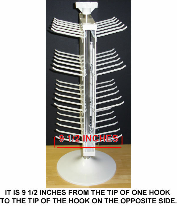 2 Sided Plastic White Counter Top Peg Board Spinner Rack Display with Hooks