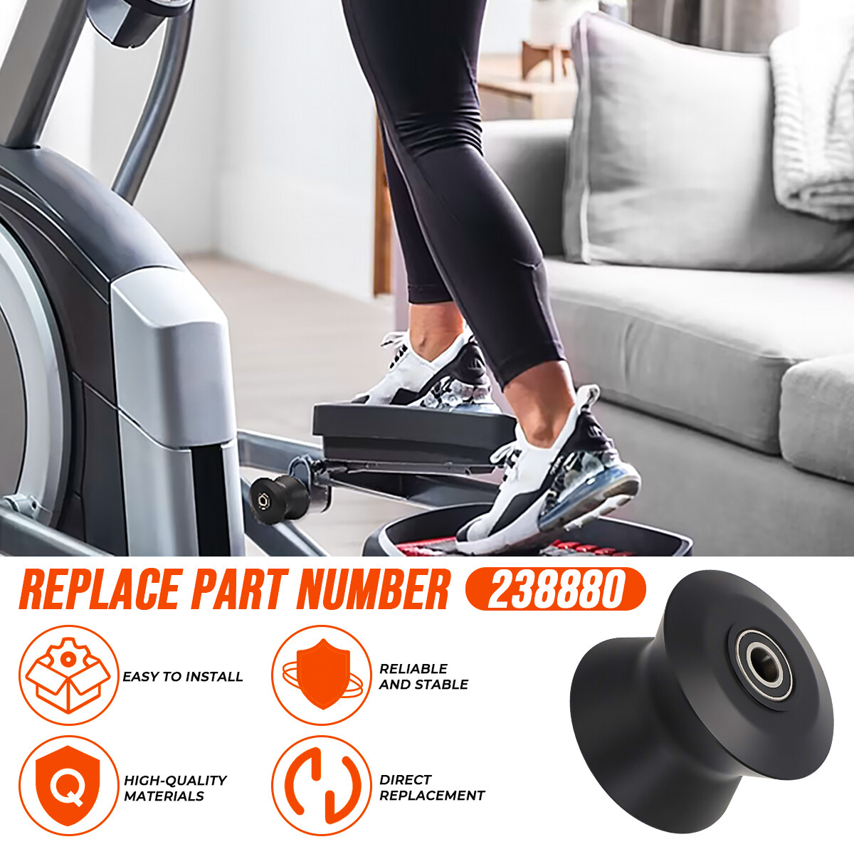 2pcs Elliptical Roller Wheel #238880 For - Nordictrack - Proform - Healthrider