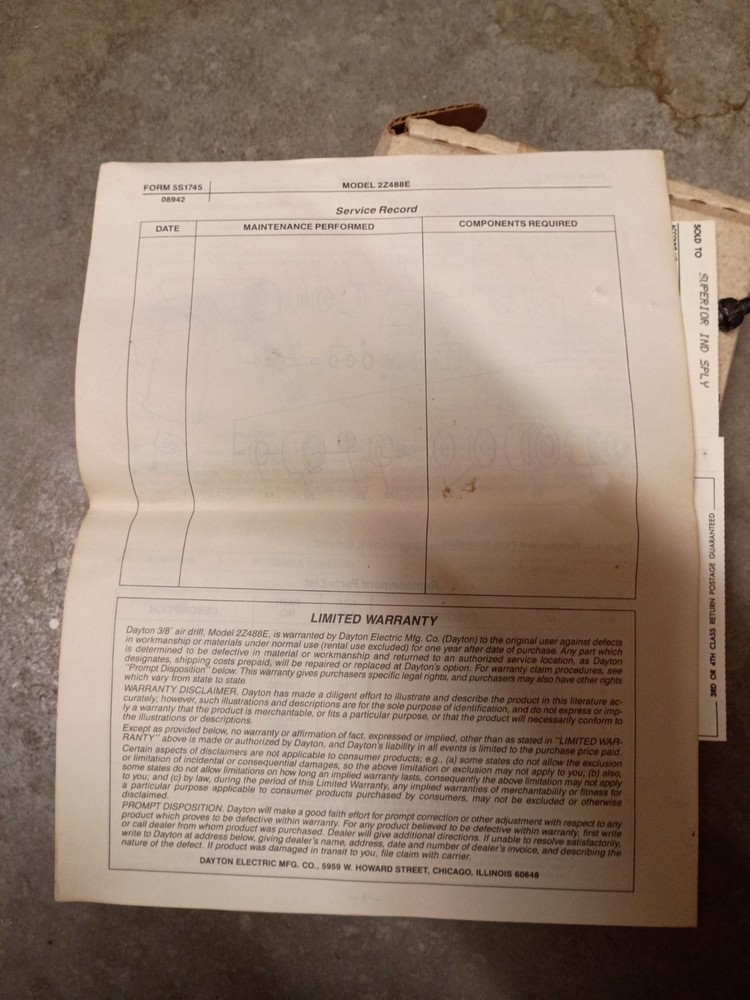 Dayton 3/8" Air Drill 2Z488E