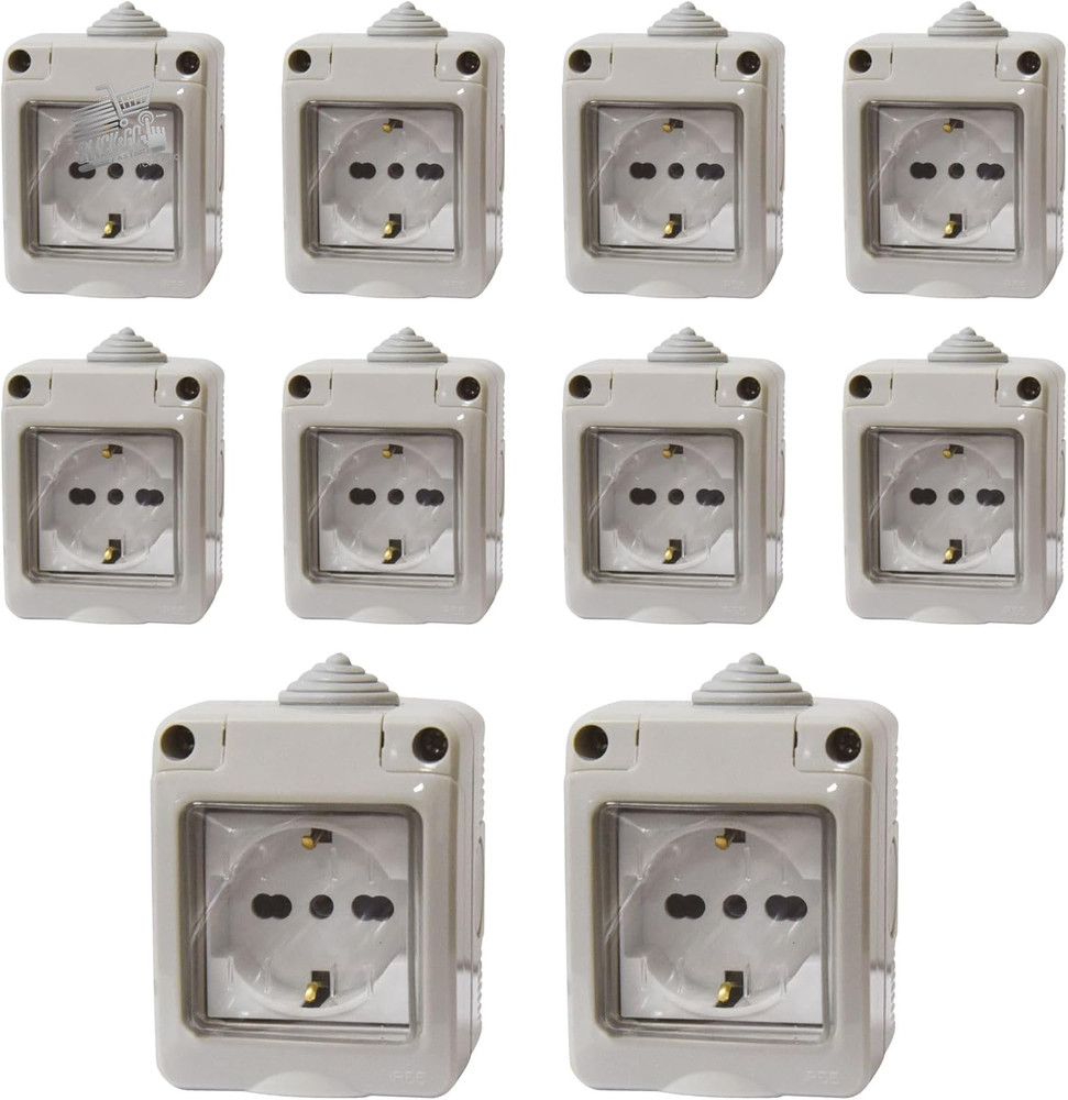 4 IP55 cassette kit 2 modules with Schuko P40 socket universal external wall box