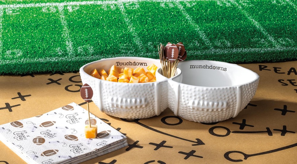 Mud Pie Football Double Dip Server with Toothpicks