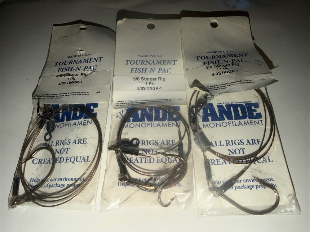 3 Double Stinger Kingfish Rigs * Live Bait * Mustad Hooks