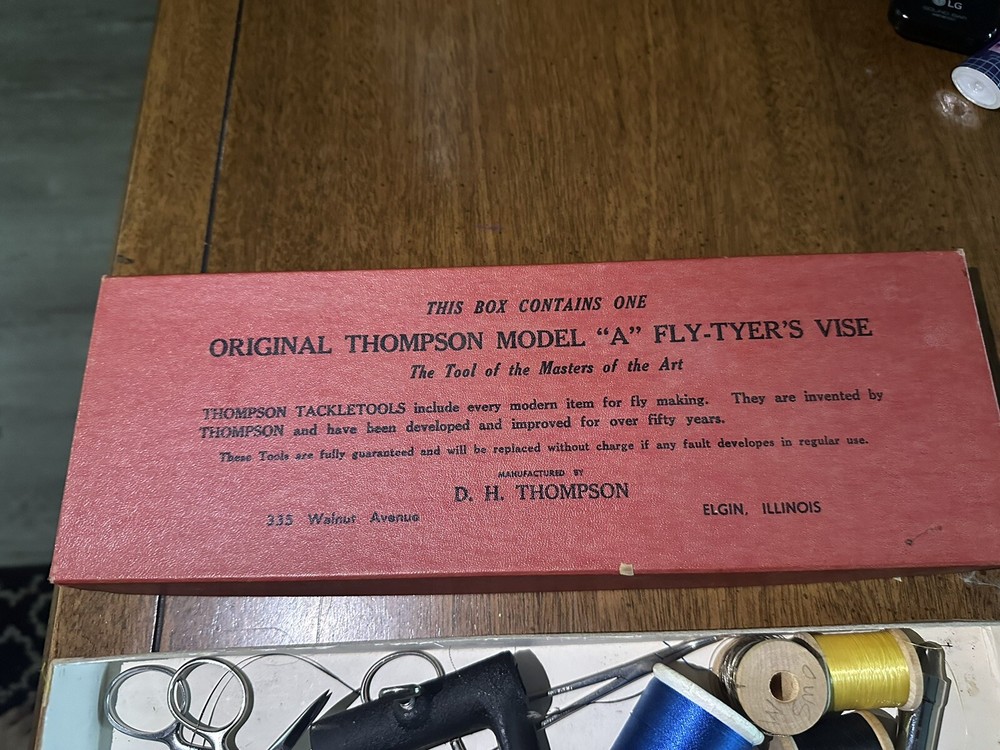 Original Thompson Model “A” Fly-Tyer’s Vise With Extra Tools. Fly Tying