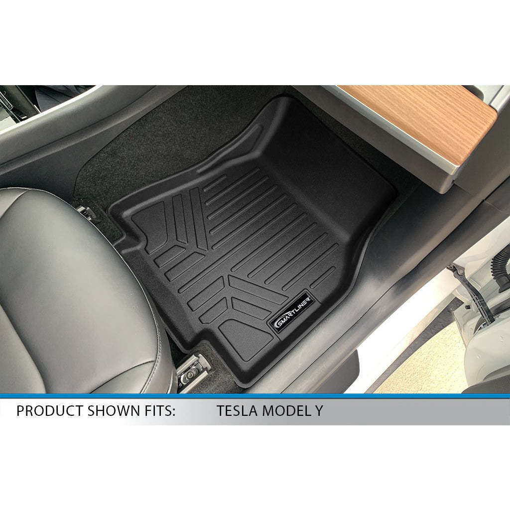 SMARTLINER Custom Fit Black 1st Row Floor Mat Liners for 2020-2022 Tesla Model Y