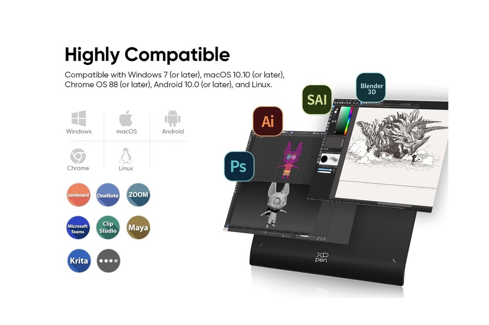 XPPen Wireless Drawing Tablet Deco Pro LW 2nd, 11 Inch Bluetooth Computer Gra...