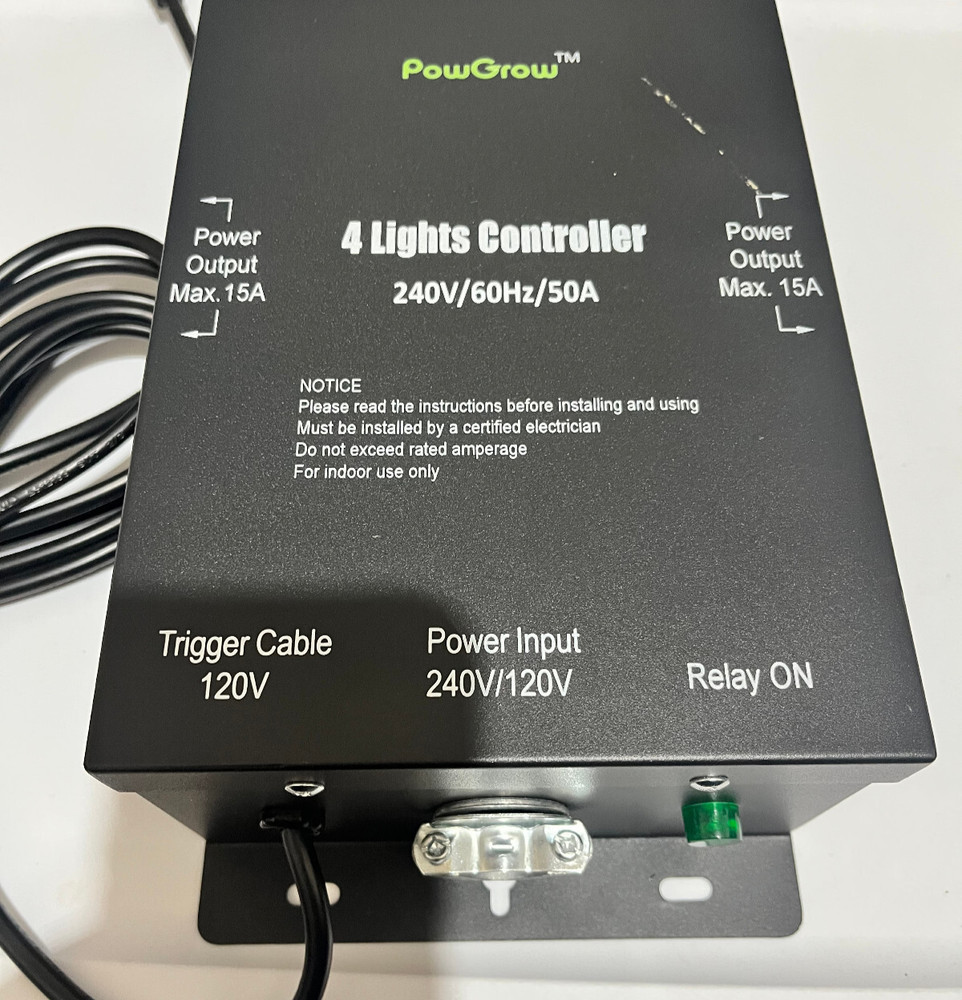 PowGrow 4-Light Relay Controller, 4-Light Controller with / Relay Trigger Cord