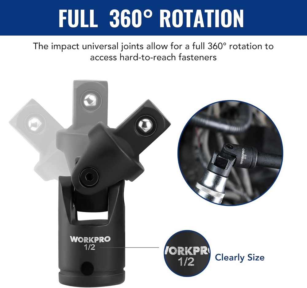 WORKPRO 18-Piece Impact Socket Extension Set, Includes Socket Adapters, Ratchet