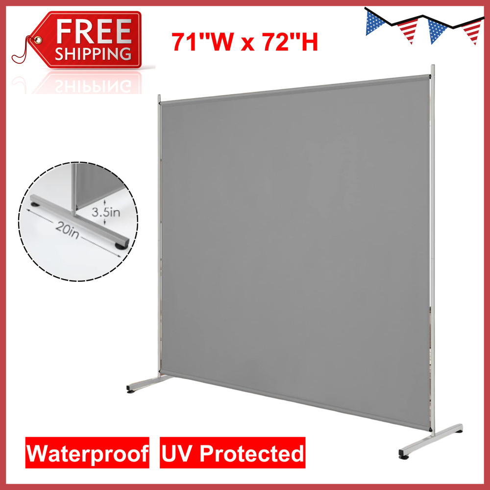 Freestanding Grey Room Divider - Large Screen For Office, Partition Separators