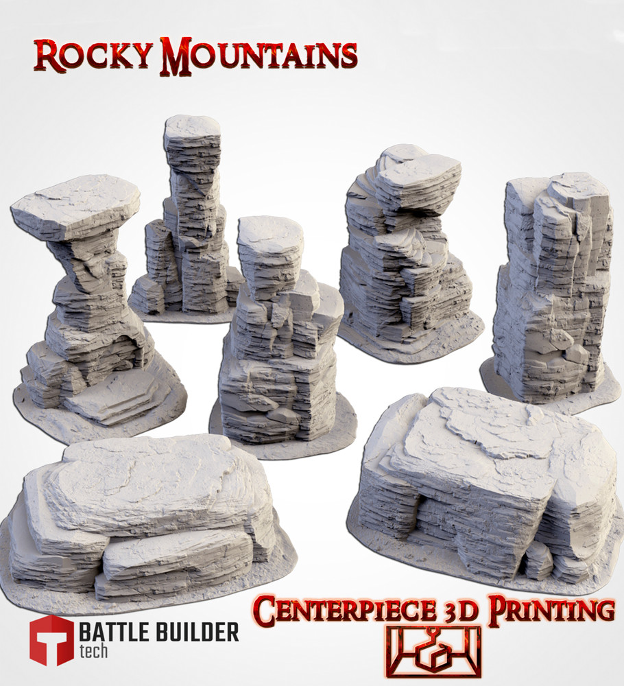 Rocky Mountains - 3d printed Tabletop Terrain Scenery 28mm for Wargaming