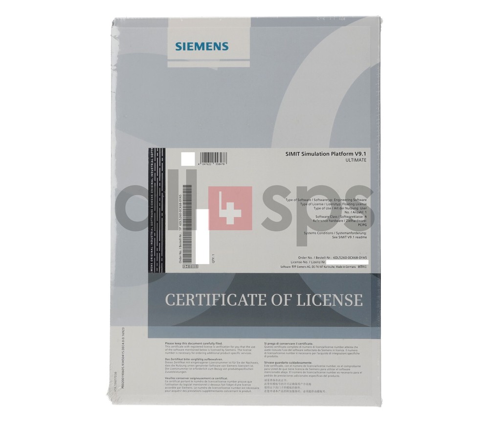 SIMIT SIMULATION PLATFORM V9.1 ULTIMATE - 6DL5260-0CX68-0YA5 (NS)
