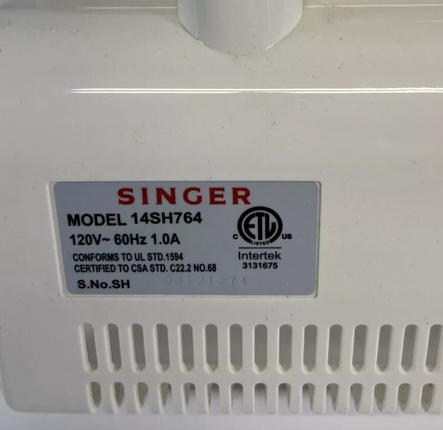 Singer Model 14SH764 Sewing Machine Intertek Replacement Rear Plate Cover