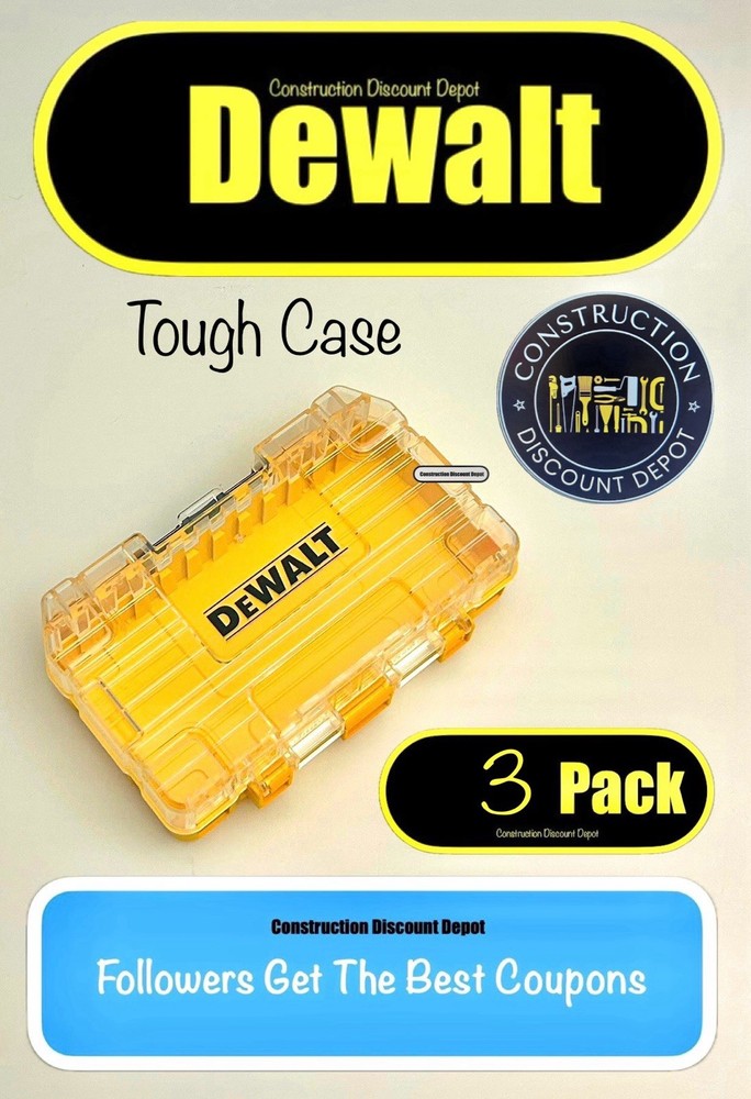3 DEWALT Tough Case Bit Tip Storage Organizer STACKABLE INTERLOCKING Empty NEW