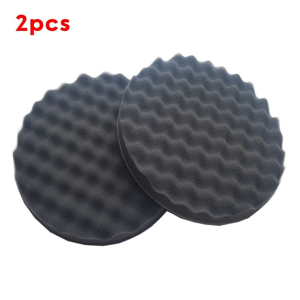 2Pcs 05723 8 Black Round Foam Compounding Polishing Pad Single Sided Flat Back