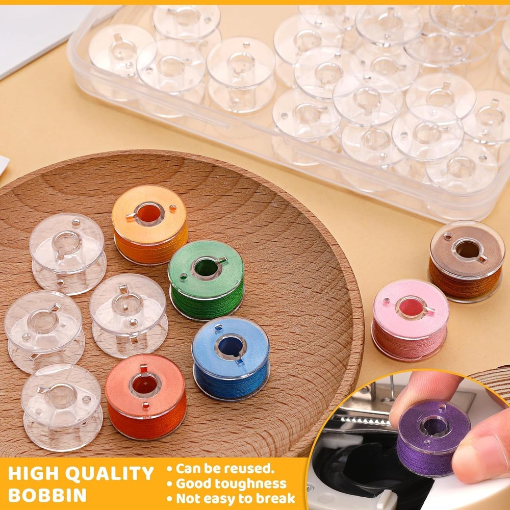 LOKUNN 36Pcs Bobbins and Sewing Threads Prewound Bobbin Thread Threads with Bobb