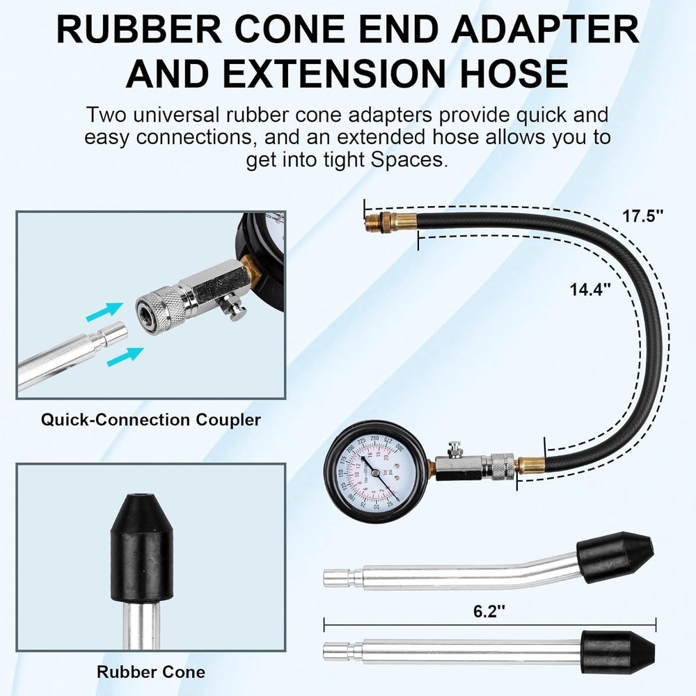 Durable 8-Piece Automotive Compression Tester Kit - Ideal for Maintenance