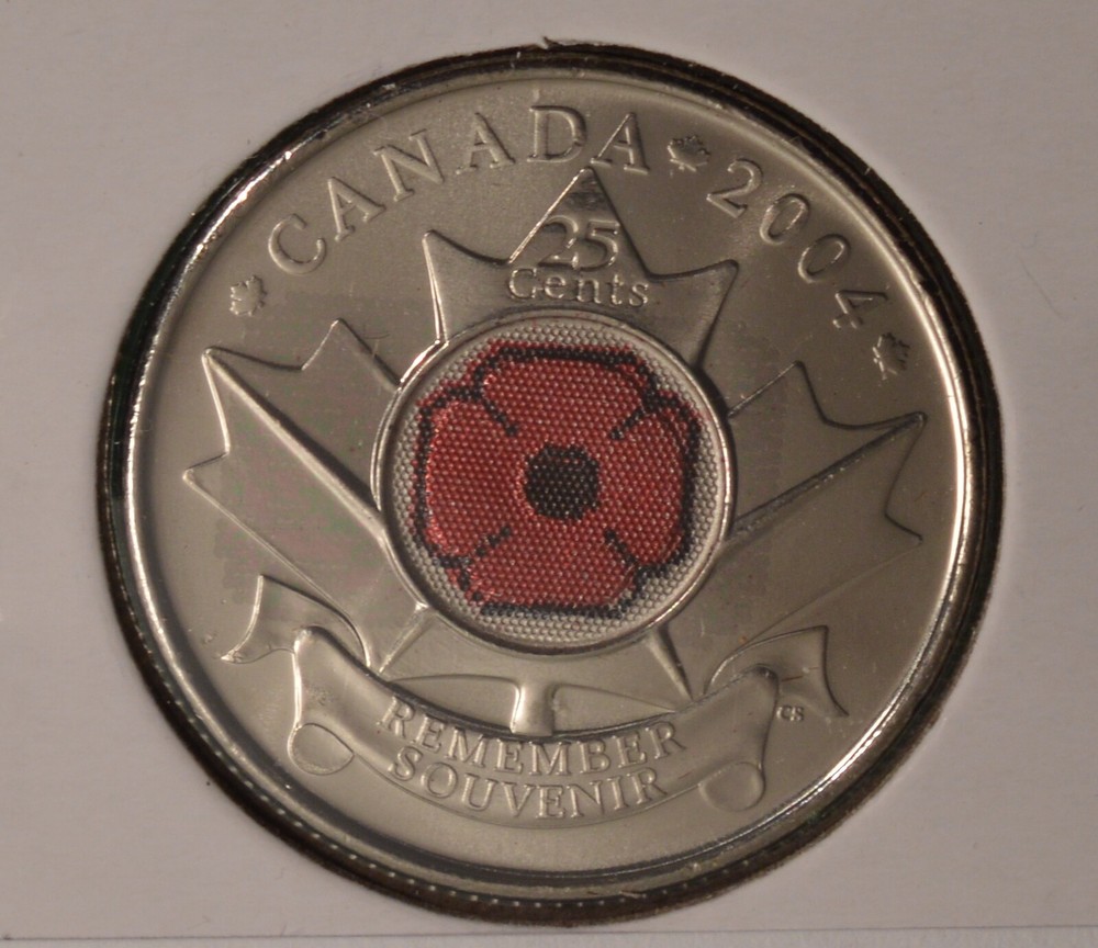 2004P Canada Twenty Five Cents - POPPY - Uncirculated