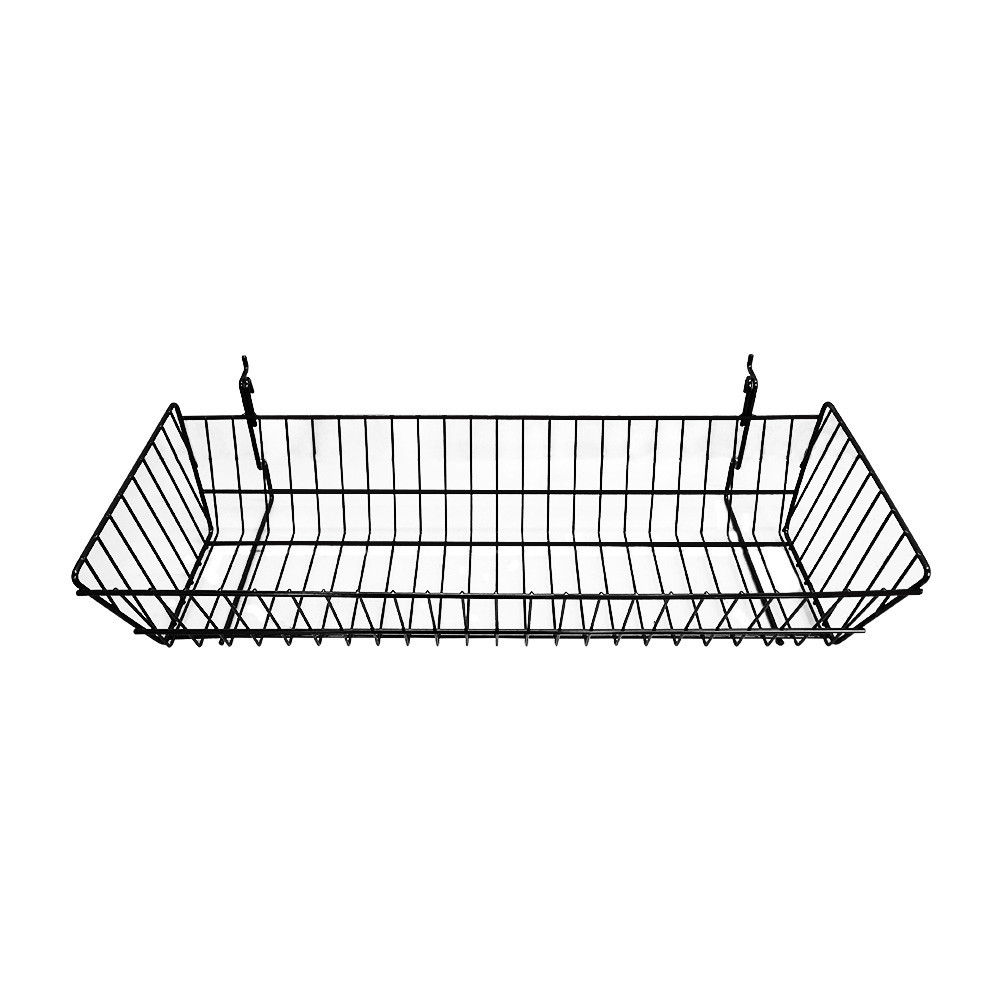 6 Pc Metal Wire Black Slatwall Gridwall Pegboard Large Double Sloping Basket