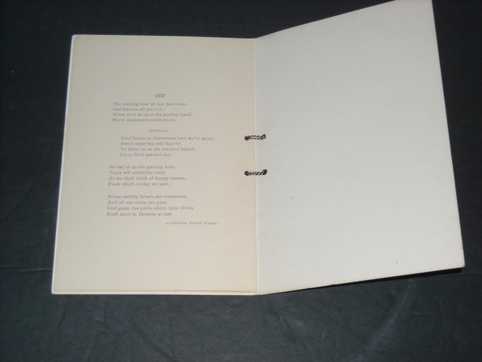 Antique 1901 Pennell Institute Graduation Exercises Program Gray,Maine