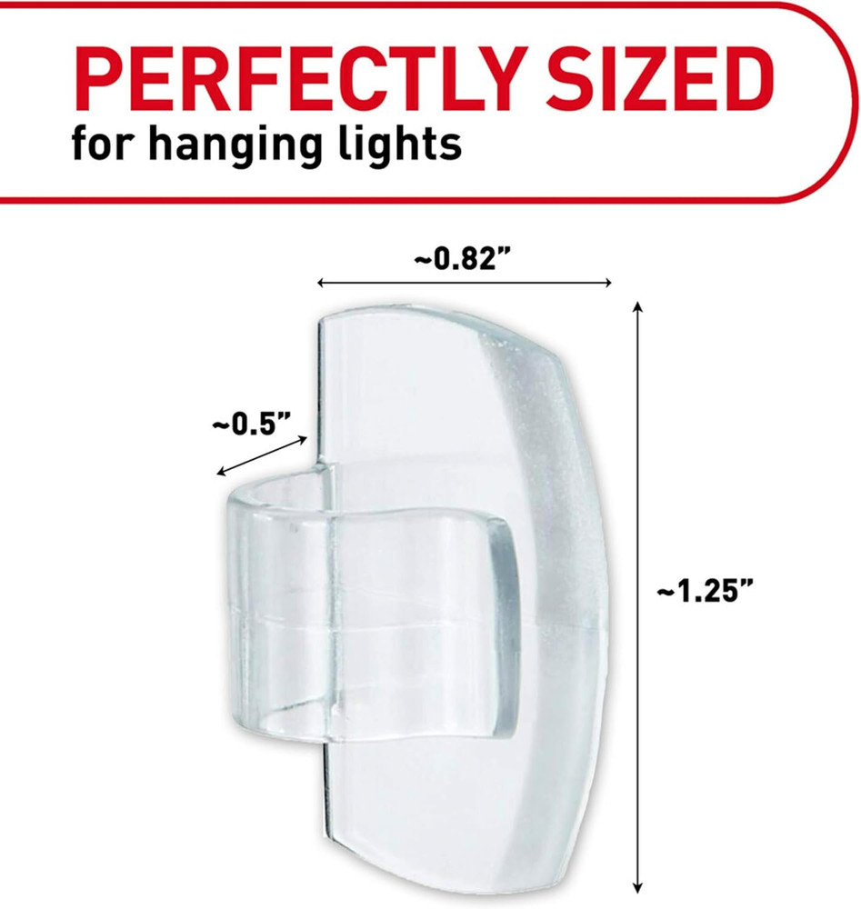 Command Outdoor Light Clips,20 Clear Clips and 24 Command Strips,Damage-Free Han
