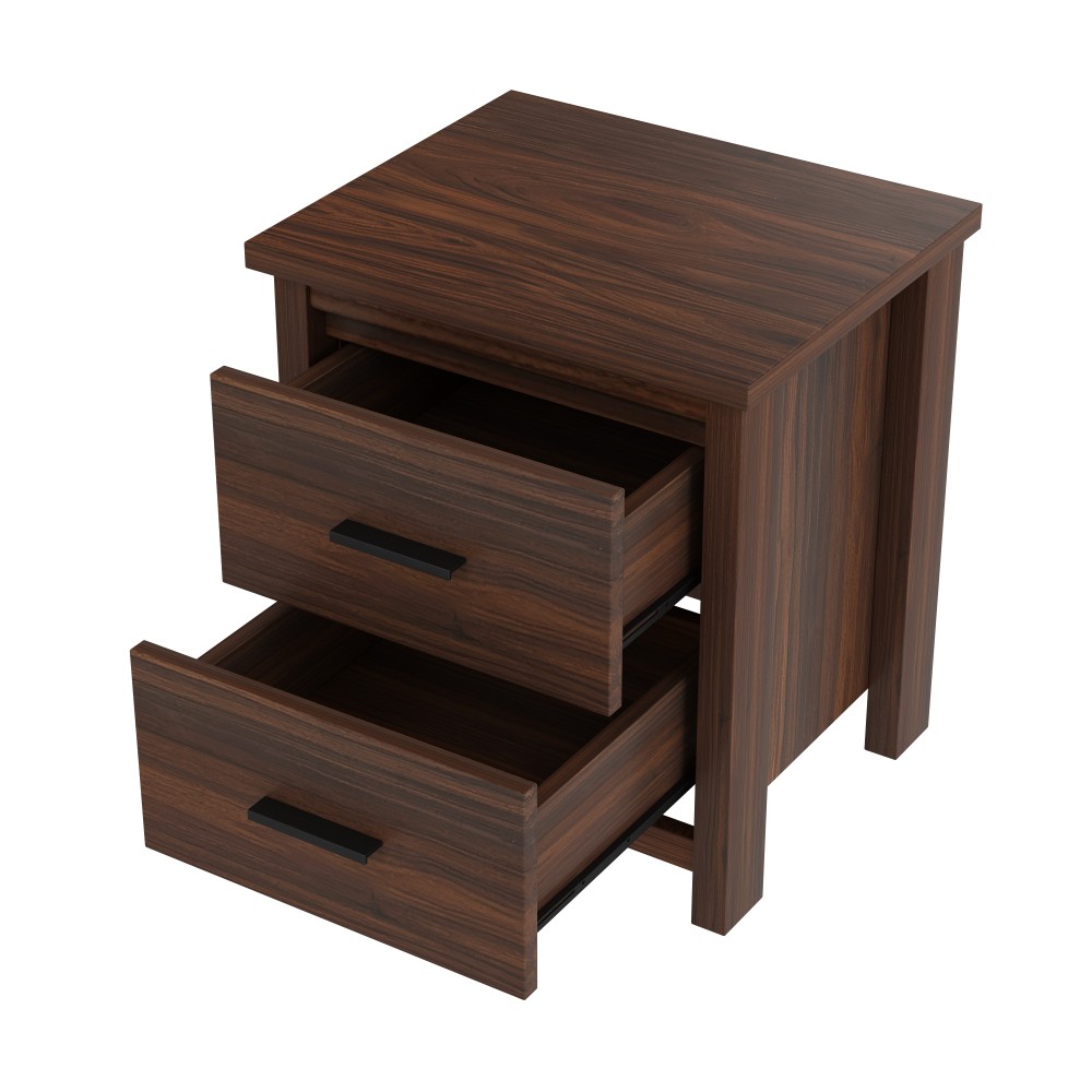 Queen Bedroom Set w/ Storage Headboard & Charging Station, 4-PC Walnut