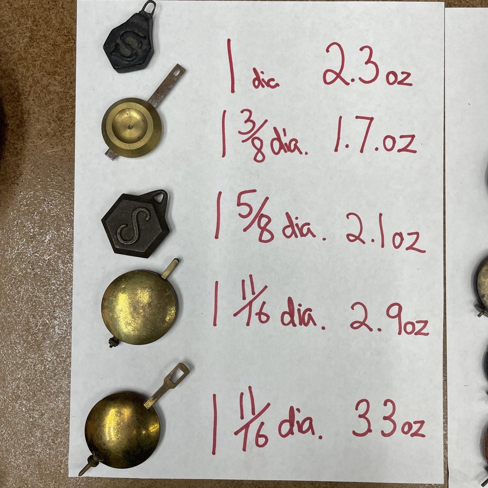 10 NICE ANTIQUE PENDULUM BOBS, Seth Thomas,Ingraham,Ansonia, Sessions,Gilbert 4