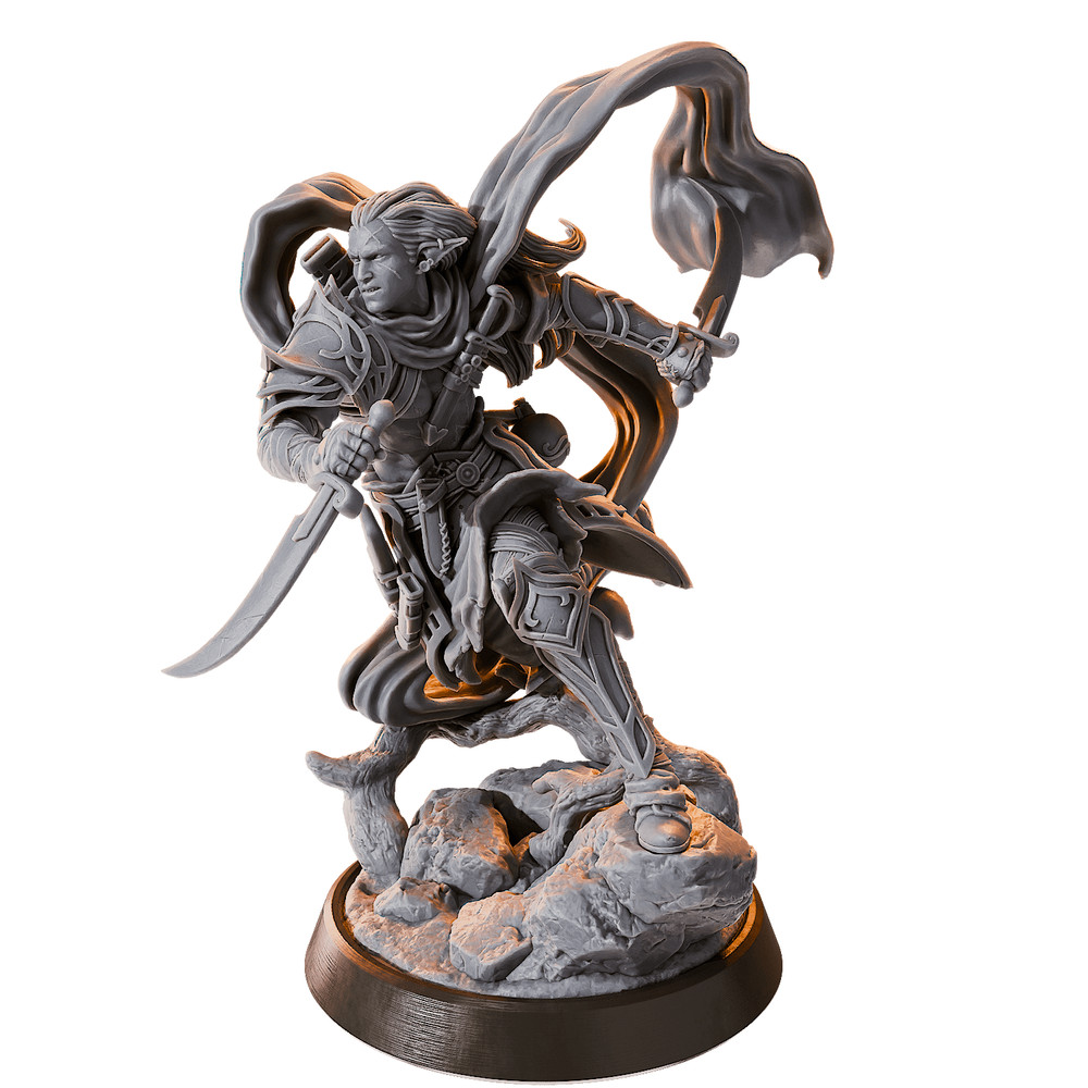 DnD Baine Elf Rogue Mini 32mm Scale TTRPG