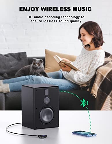 Bluetooth AUX Adapter for Car, Noise Reduction Bluetooth Receiver All Black