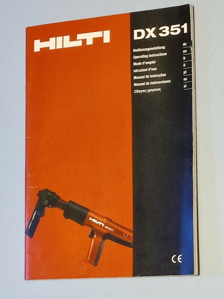 HILTI DX 351  Powder Actuated  Tool Manual USED.