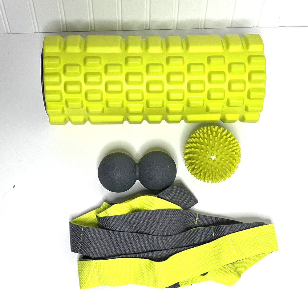 321 STRONG 4 in 1 Foam Roller Medium Density Deep Tissue Massager stretch set