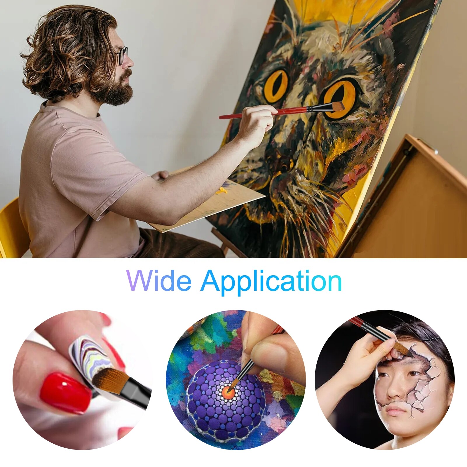 18Pcs Artist Paint Brushes Set Art Acrylic Oil Watercolour Painting Craft Model