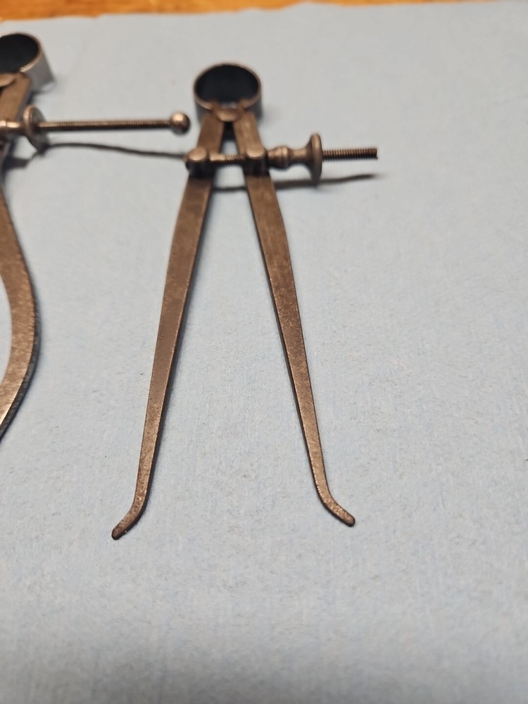 Starrett Spring Caliper Divider Set, inside and outside, flat leg, 7"