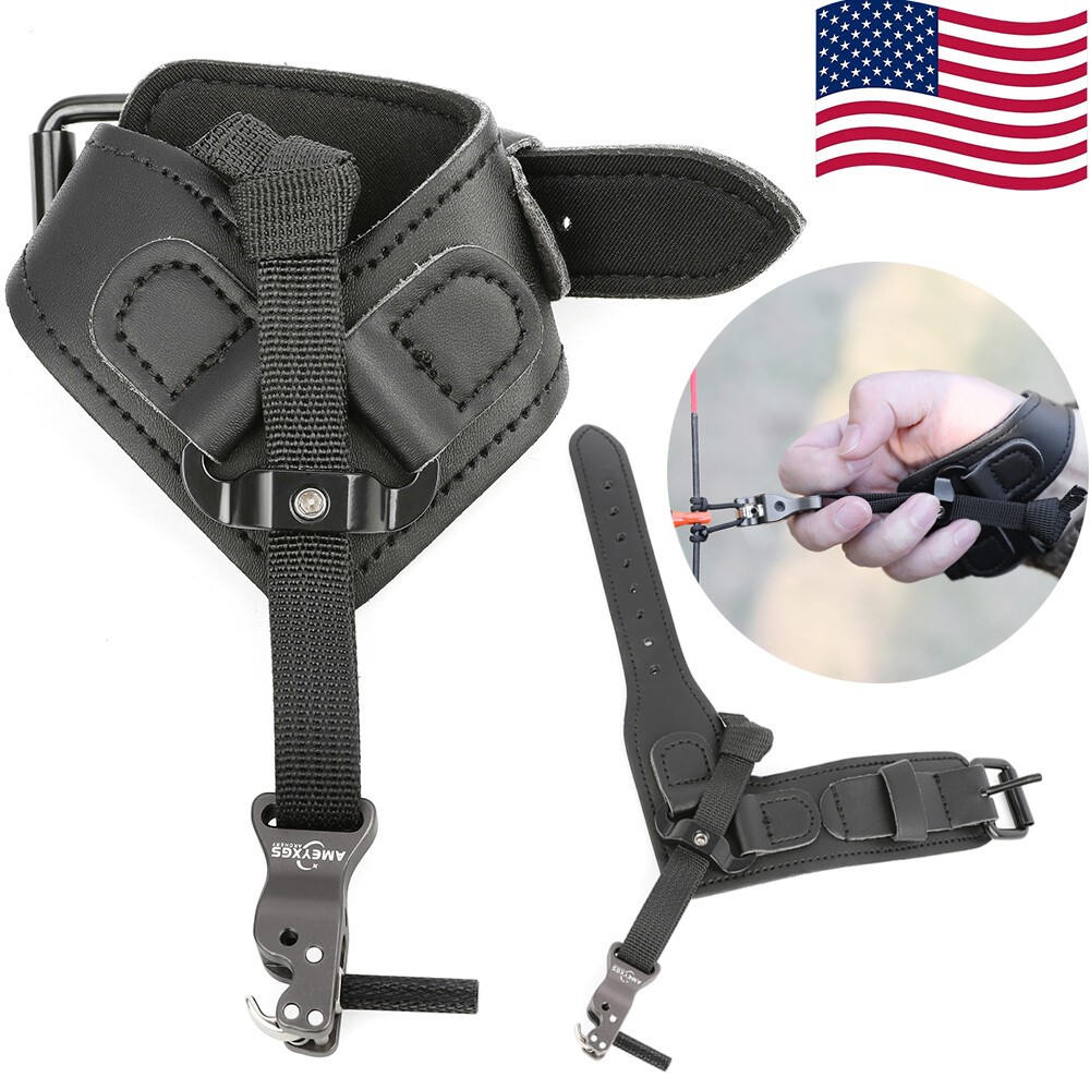 Archery Release Aids Wrist Strap Trigger Alloy Leather Hook Compound Bow Hunting
