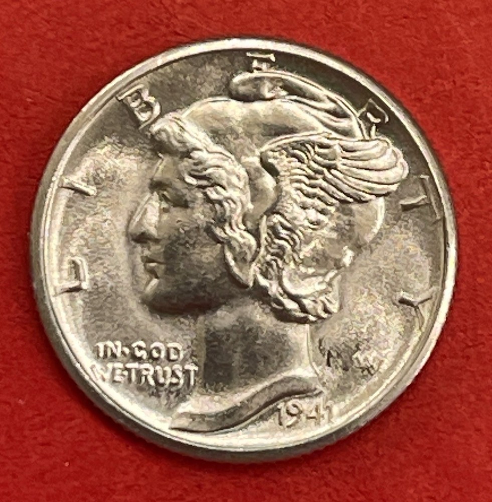 1941 D Mercury Silver Dime, Gem Uncirculated, FSB.