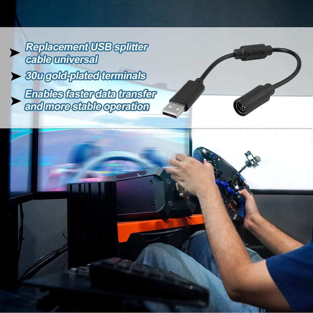 2PCS USB Breakaway Cable Adapter for Logitech G920 Thrustmaster Ferrari 458 Whee