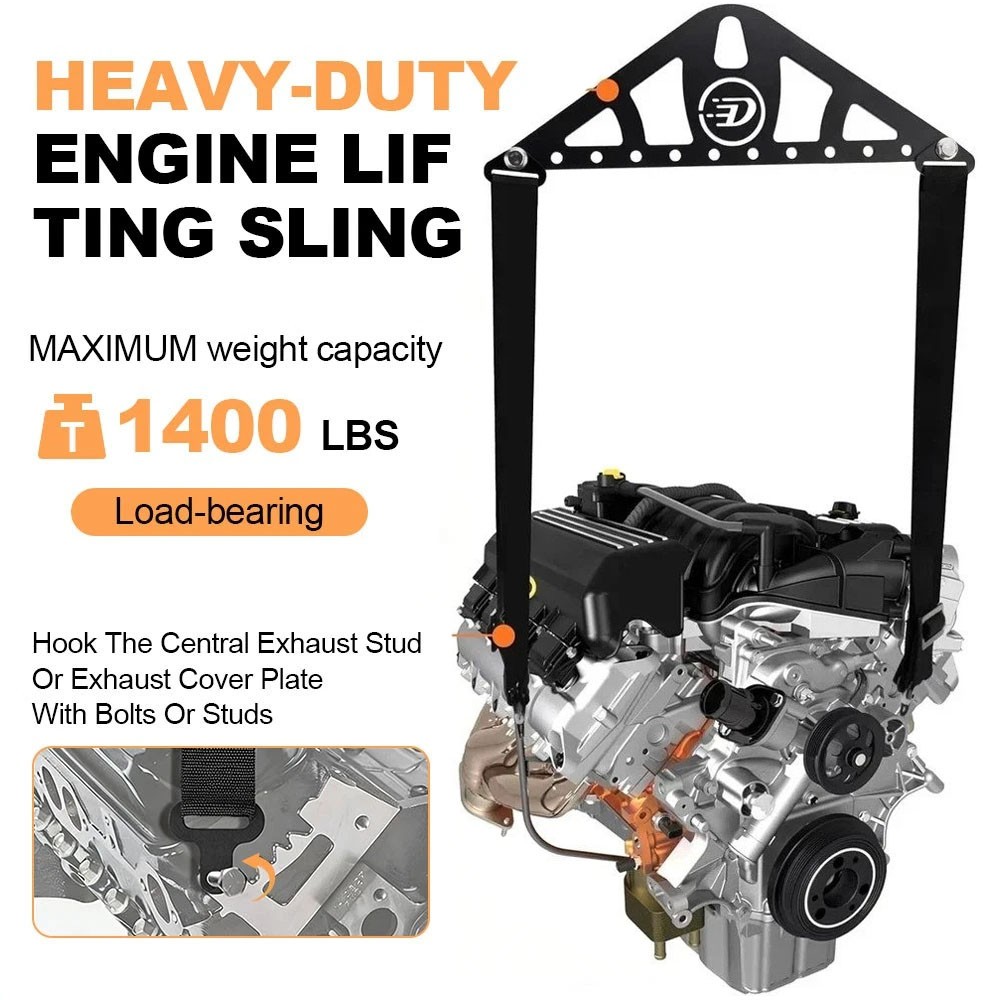 Heavy-Duty Engine Lifting Sling, 2-Point Or 4-Point Adjustable Nylon Straps New
