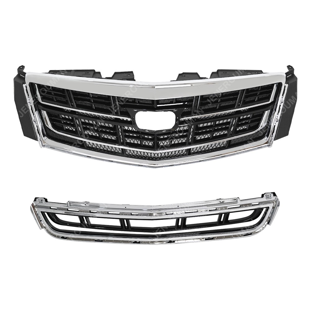Chromed Grille Kit For 2013-17 Cadillac XTS Front Bumper Upper Grill Lower Grill