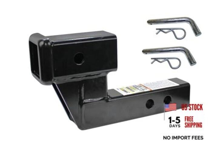 Trailer Hitch Riser for 2" Receivers, 4" Rise or Drop Solid‑Steel Shank with