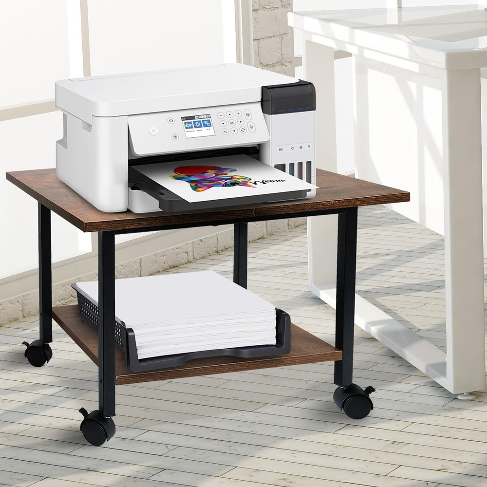 Printer Stand with Storage Shelf, Small Printer Stand for Desk Office Home, U...