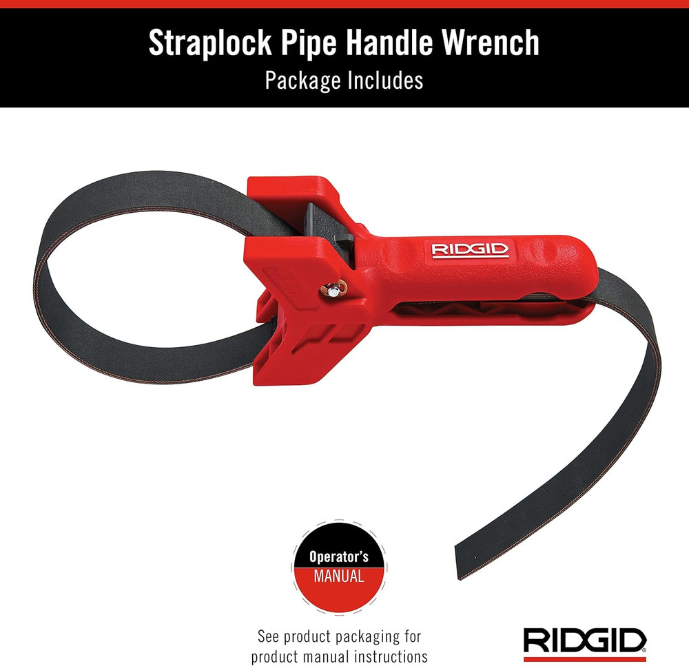 42478 STRAPLOCK Pipe Handle 7" Strap Wrench, Red