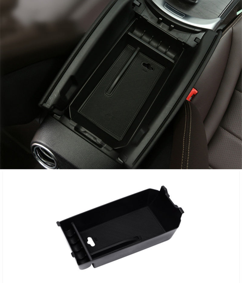 Black Console Organizer Armrest Compartment Storage Holder For Benz C GLC Class