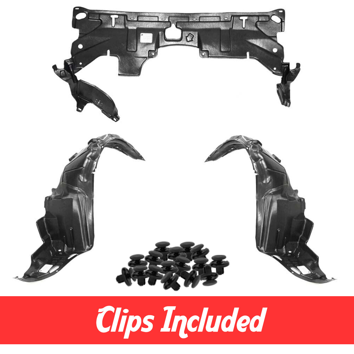 Front Fender Liner & Under Cover Set w/ Clips For 2003-2007 Honda Accord Sedan