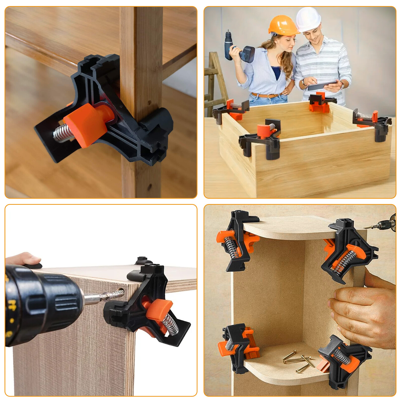 4 Pack 90 Degree Corner Clamp Adjustable Spring Loaded Right Angle Clamp Tool