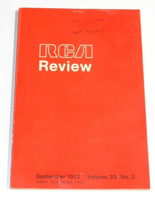 RCA Review a technical journal Sept 1972 Vintage Electronics