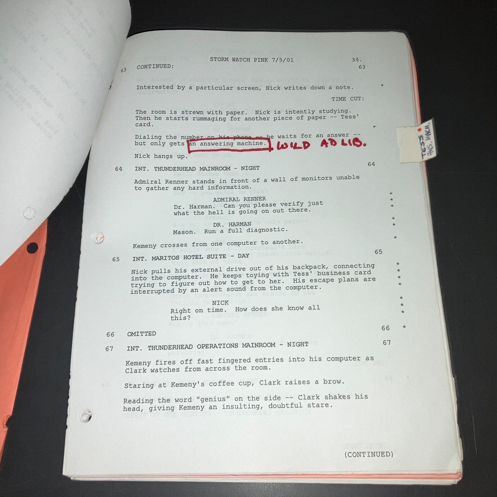 Storm Watch 2001 Movie Script Sci Fi Gamer Production Draft Notes COA