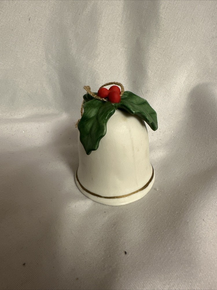 Lefton Christmas Bell White With Holly