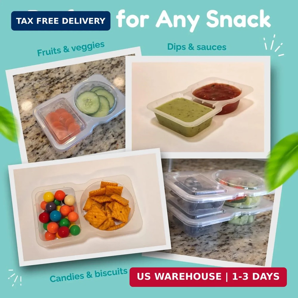 Reusable Snack Containers with Lids 20 Pack (40 Pieces) Portion control, Snack P