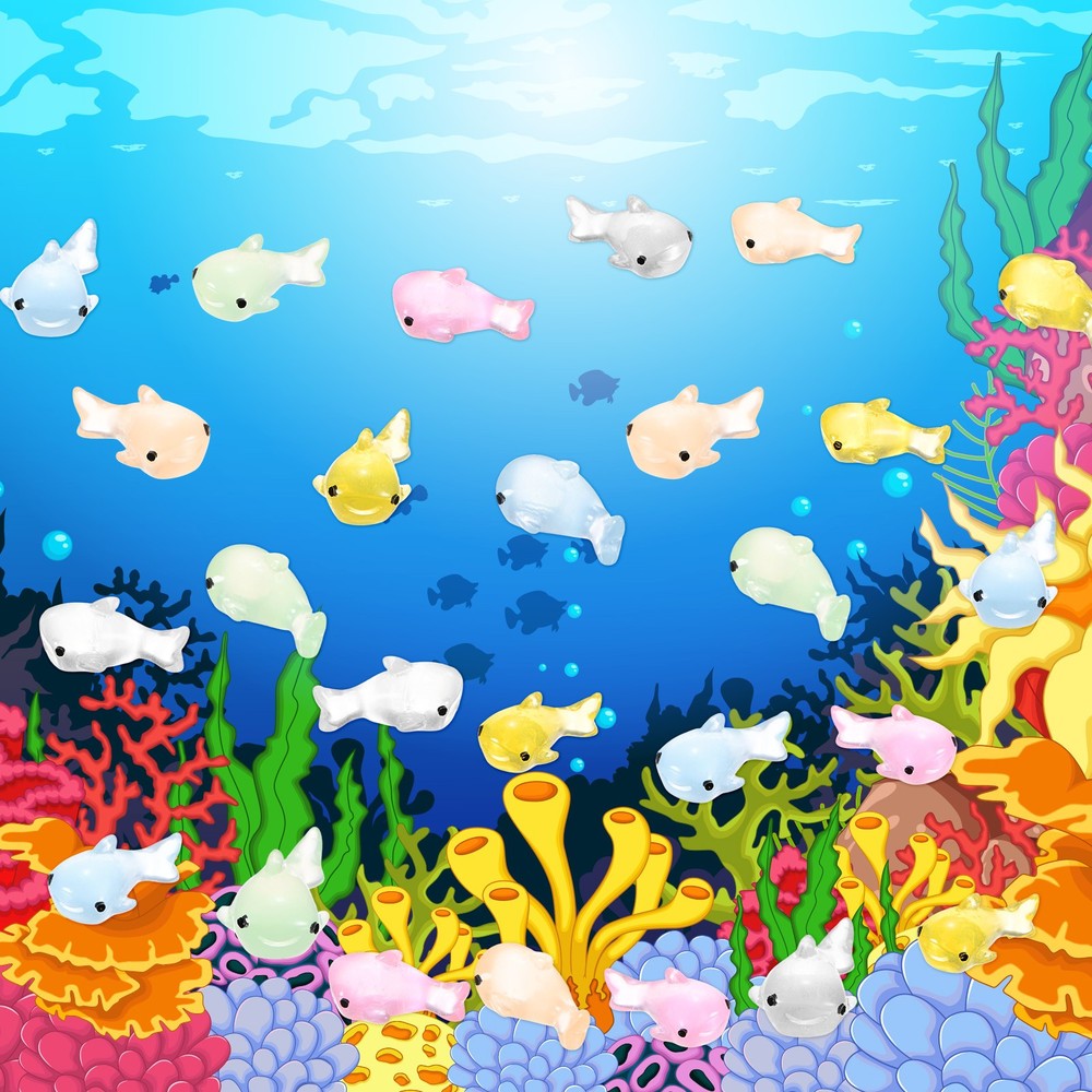 20-Pack Luminous Mini Resin Shark, Tiny Shark Figurines [White]